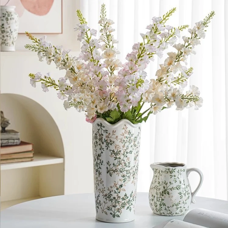 Handcrafted ceramic vase with floral motifs Stornfield