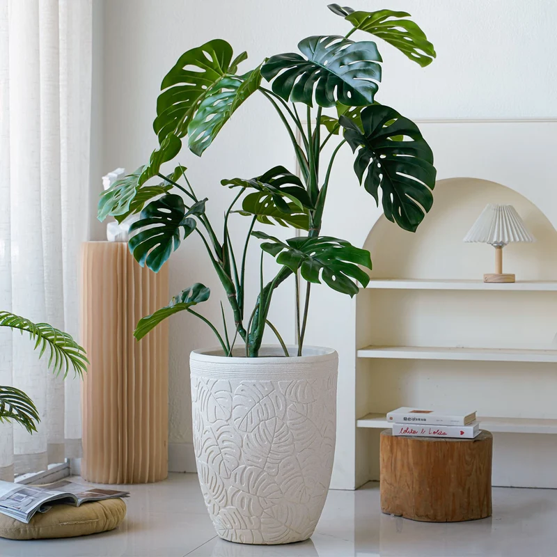 Elegant flower pot with textured design Stornfield