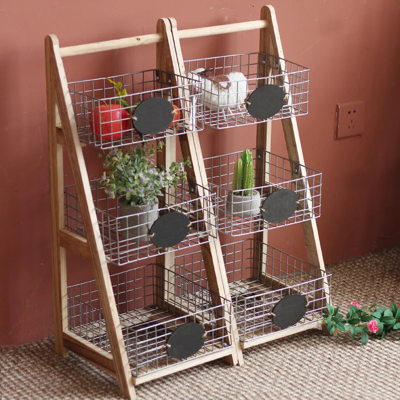 Practical stair shelf with wire baskets Stornfield