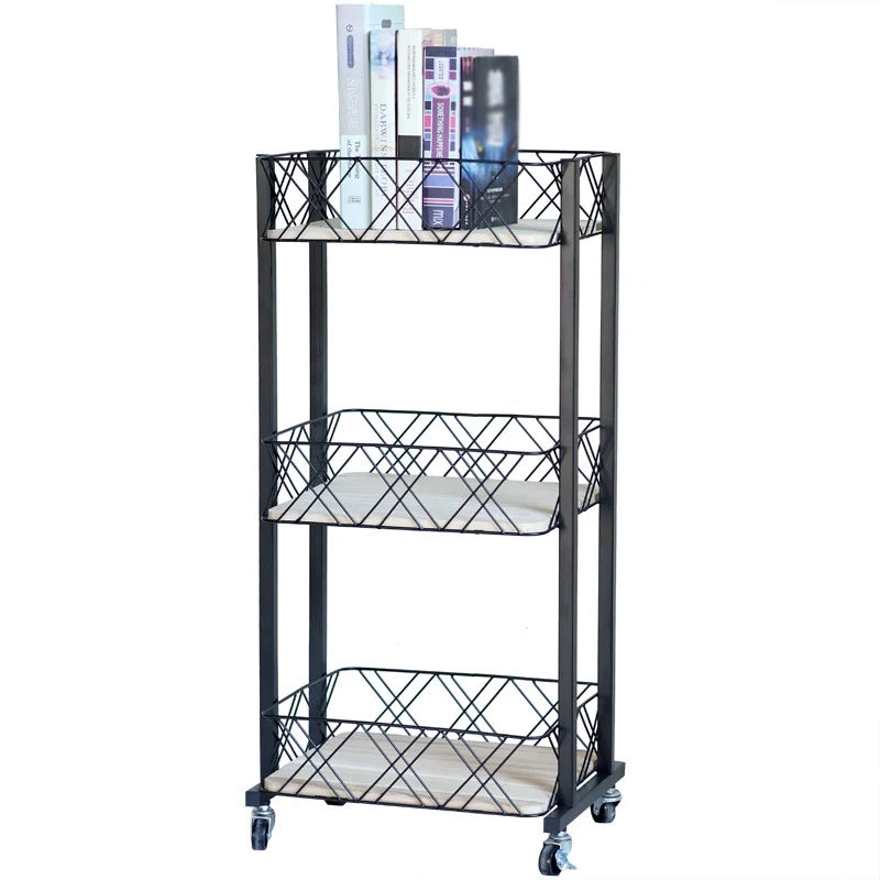 Modern rolling cart with three shelves and wheels Stornfield