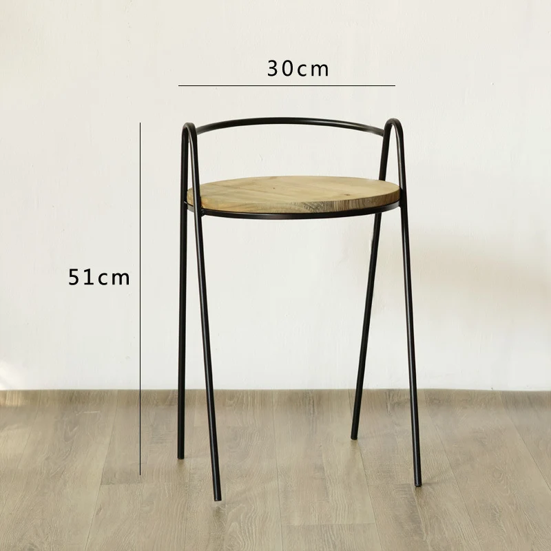 Modern stool with wooden seat and metal frame Stornfield