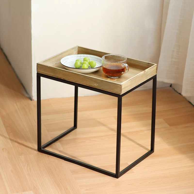 Modern side table with protected wooden tray Stornfield