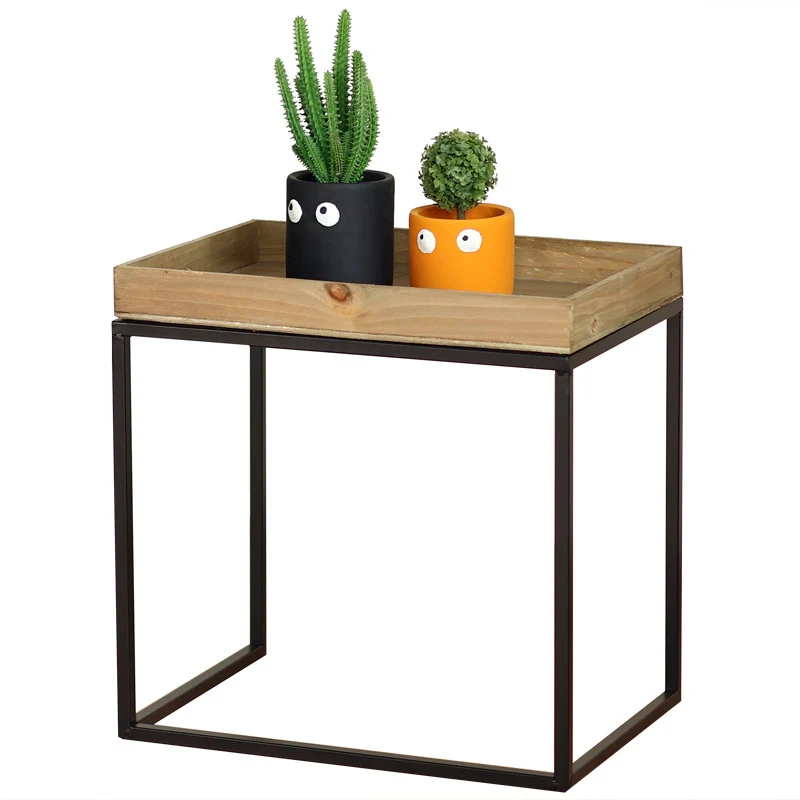 Modern side table with protected wooden tray Stornfield