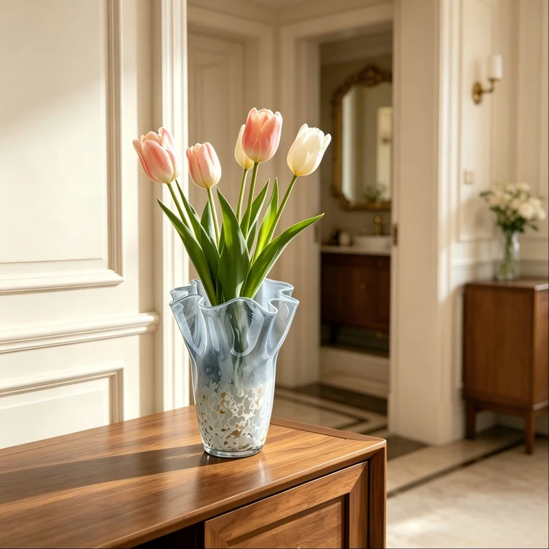 Elegant Glass Vase with Wavy Edge Stornfield