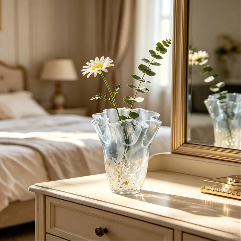 Elegant Glass Vase with Artistic Wave Design Stornfield