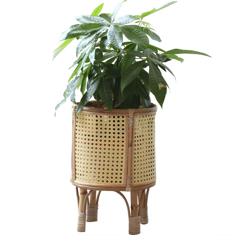 Stylish plant stand made of rattan Stornfield