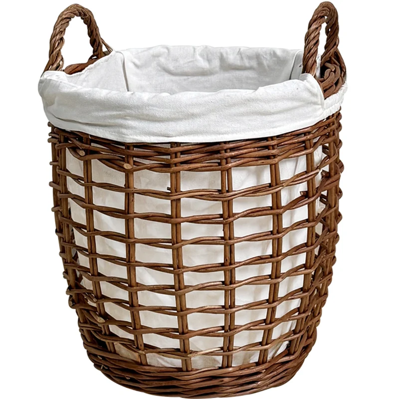 Handcrafted laundry basket with fabric cover Stornfield