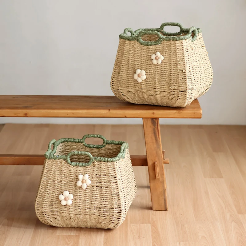 Handcrafted basket with flower appliqué Stornfield