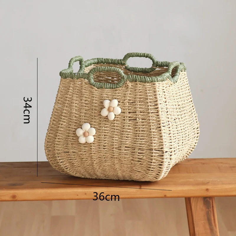 Handcrafted basket with flower appliqué Stornfield