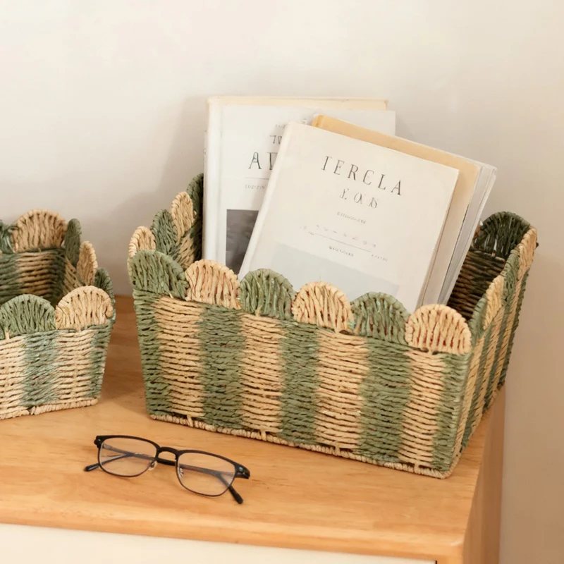 Handcrafted decorative basket with wave edge Stornfield