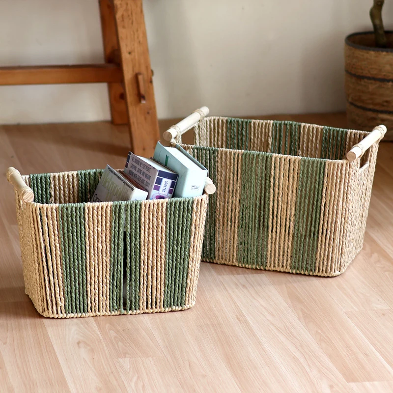 Handcrafted storage basket with natural fiber Stornfield