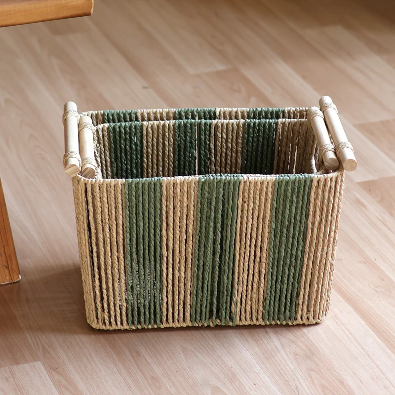 Handcrafted storage basket with natural fiber Stornfield