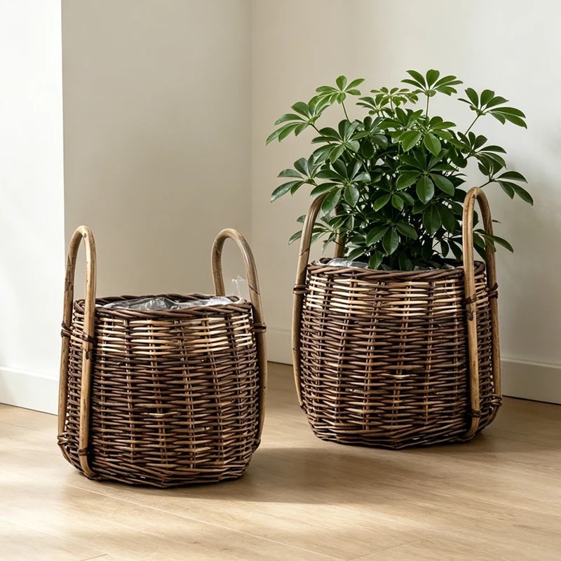 Handcrafted storage basket with natural fiber Stornfield