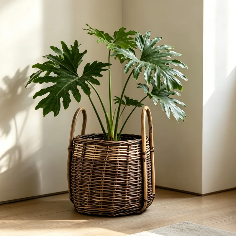 Handcrafted storage basket with natural fiber Stornfield