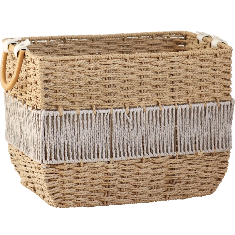 Handmade storage basket with fringes Stornfield