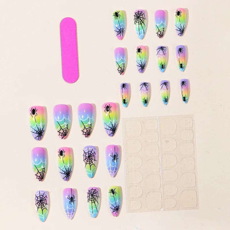 Buntes Spinnennetz Nagelkunst Set Karnz