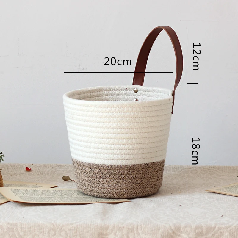 Decorative basket with leather handle Stornfield