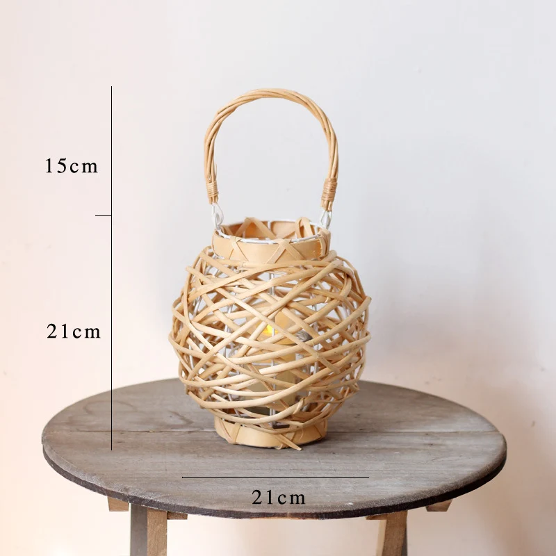 Decorative lantern made of woven natural material Stornfield