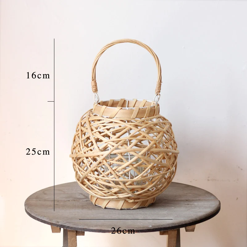 Decorative lantern made of woven natural material Stornfield
