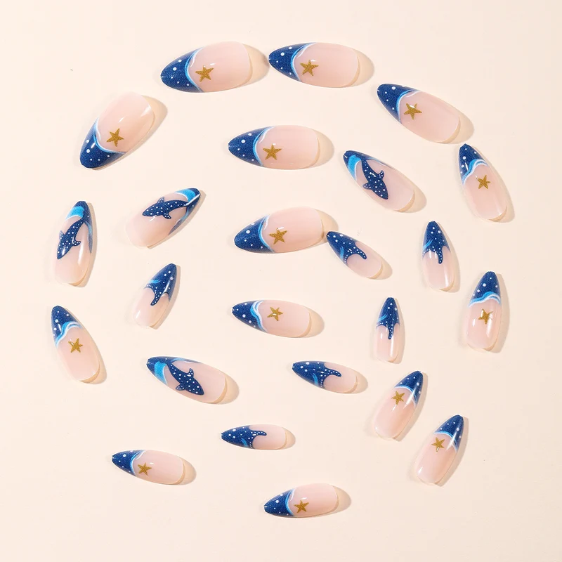 Künstlerische vom Ozean inspirierte Stiletto-Nagelkunst Karnz