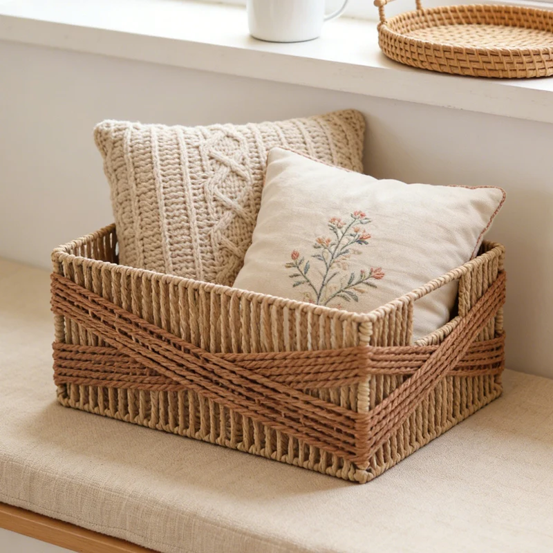 Handcrafted storage basket with decorative weave Stornfield
