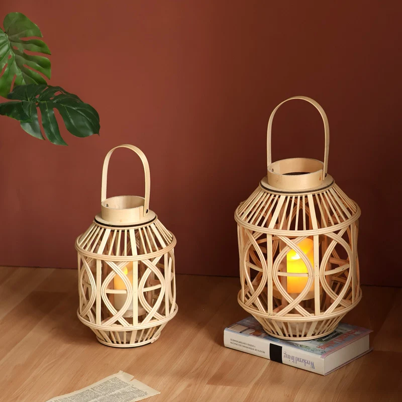 Handcrafted lantern made of rattan Stornfield