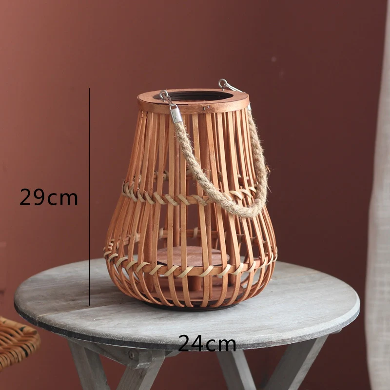 Handcrafted lantern made of wood and wicker Stornfield