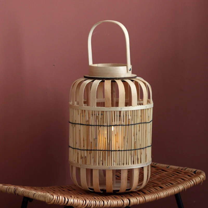 Handcrafted lantern made of bamboo and metal Stornfield