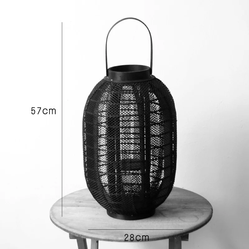 Elegant metal lantern with net design Stornfield