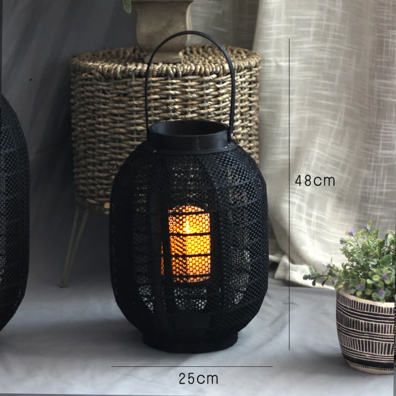 Elegant metal lantern with net design Stornfield