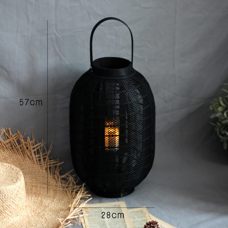 Elegant metal lantern with net design Stornfield