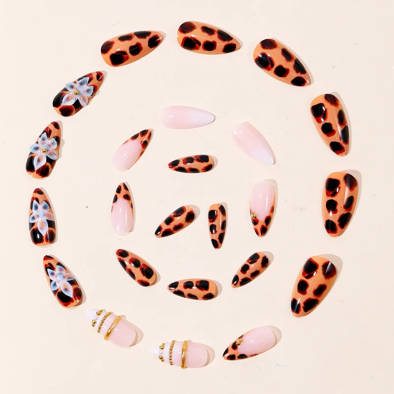 3D Floral Design Stiletto Nail Art Extensions Karnz