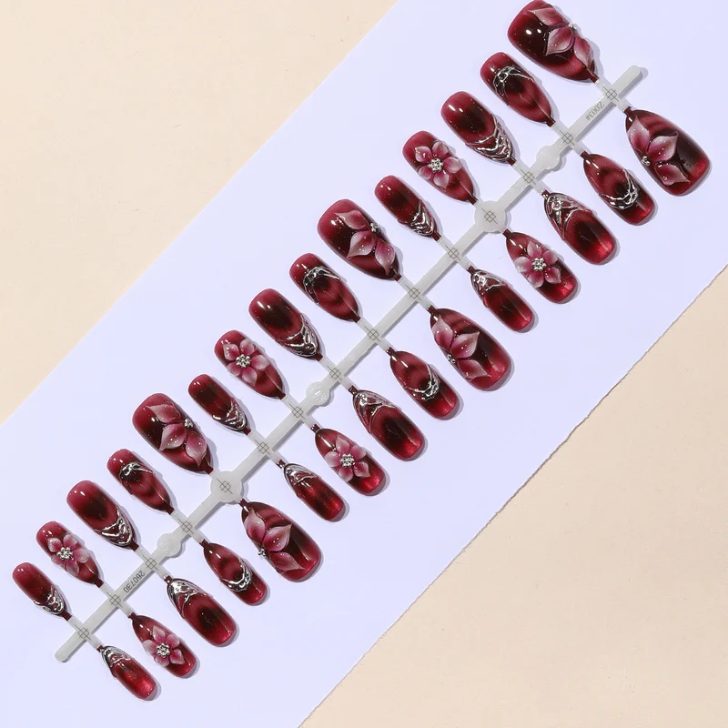 3D Blumenakzent Stiletto Nagelkunst Verlängerungen Karnz