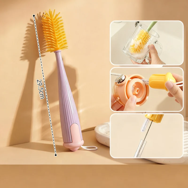 Reinigungsbürste aus Silikon, 3-in-1