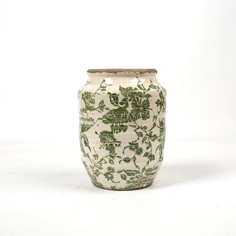 Floral ceramic flower pot with artistic pattern Stornfield