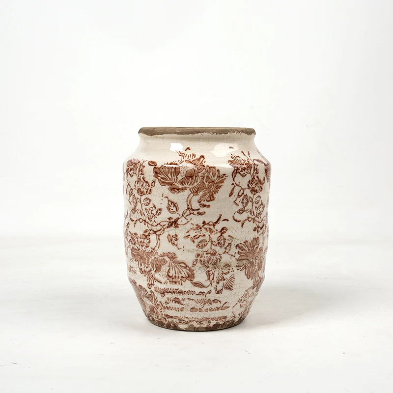 Floral ceramic flower pot with artistic pattern Stornfield