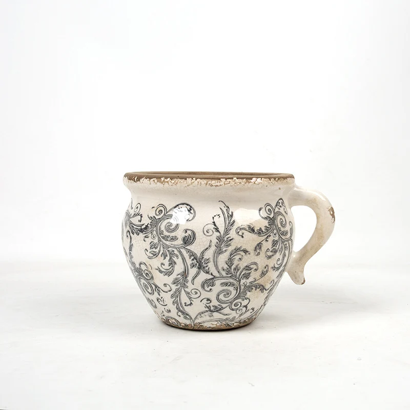 Decorative ceramic pot with floral pattern Stornfield