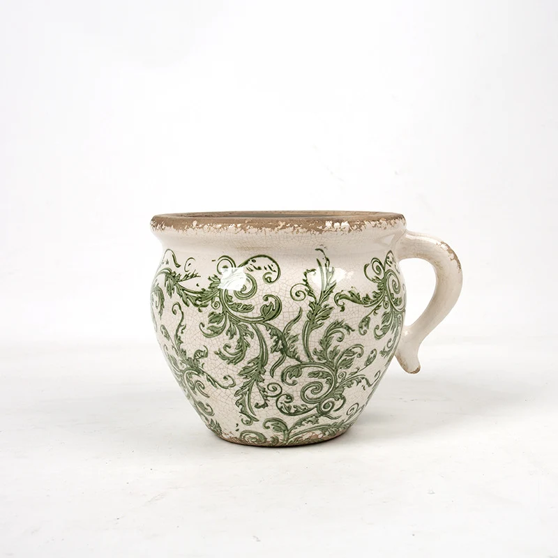Decorative ceramic pot with floral pattern Stornfield