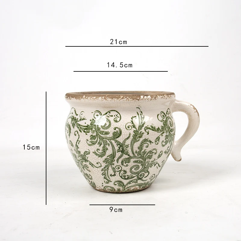 Decorative ceramic pot with floral pattern Stornfield