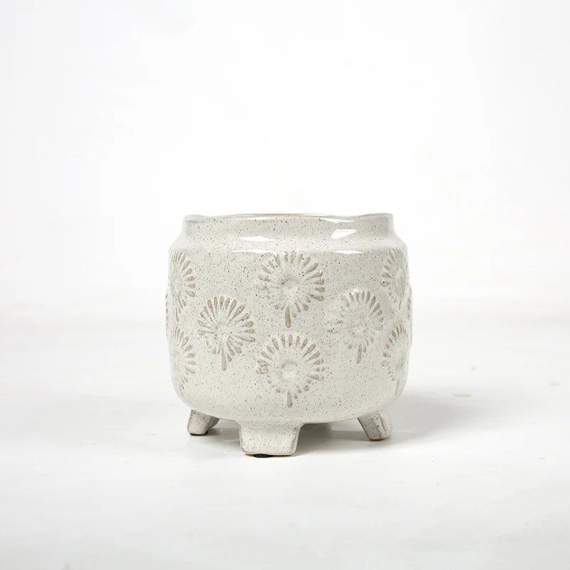 Decorative ceramic flower pot on legs Stornfield