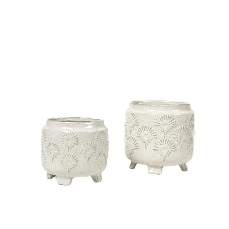 Decorative ceramic flower pot on legs Stornfield
