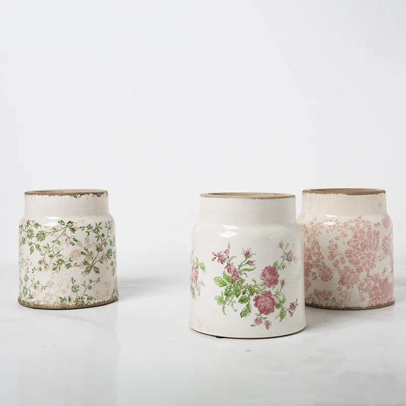 Decorative flower pot with floral decoration Stornfield