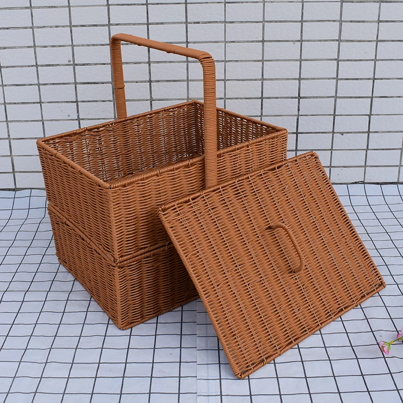 Multi-Functional Woven Storage Basket with Lid Stornfield