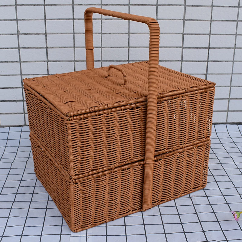 Multi-Functional Woven Storage Basket with Lid Stornfield