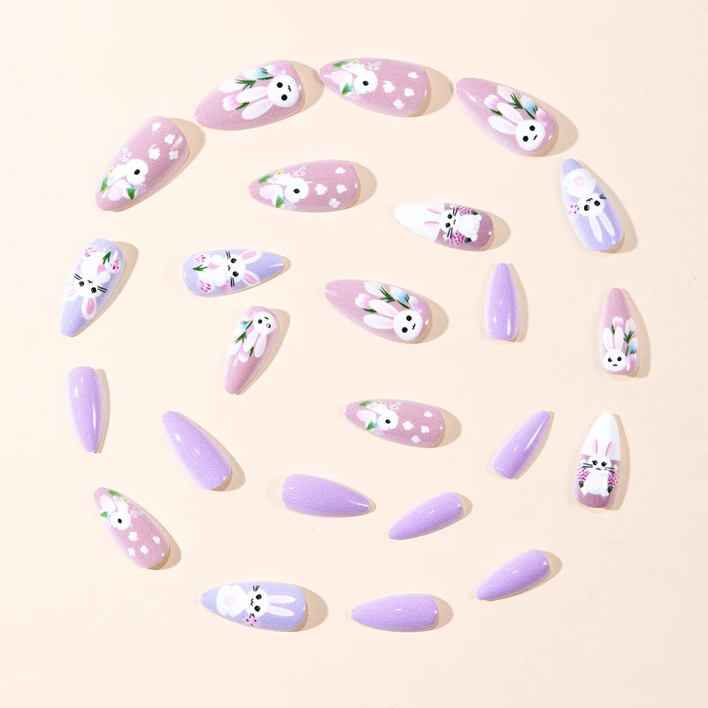 Whimsical Bunny-Themed Nail Art Extensions Stornfield