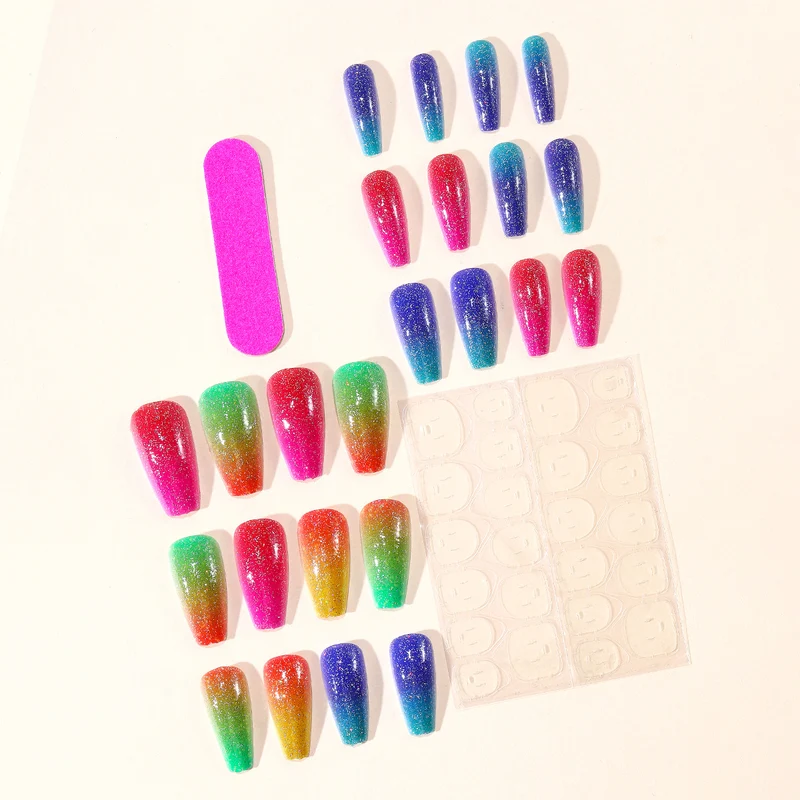 Vibrant Glitter Gradient Acrylic Nail Art Extensions Stornfield