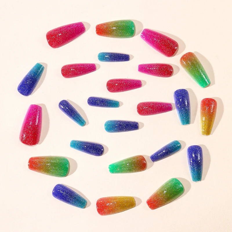 Vibrant Glitter Gradient Acrylic Nail Art Extensions Stornfield