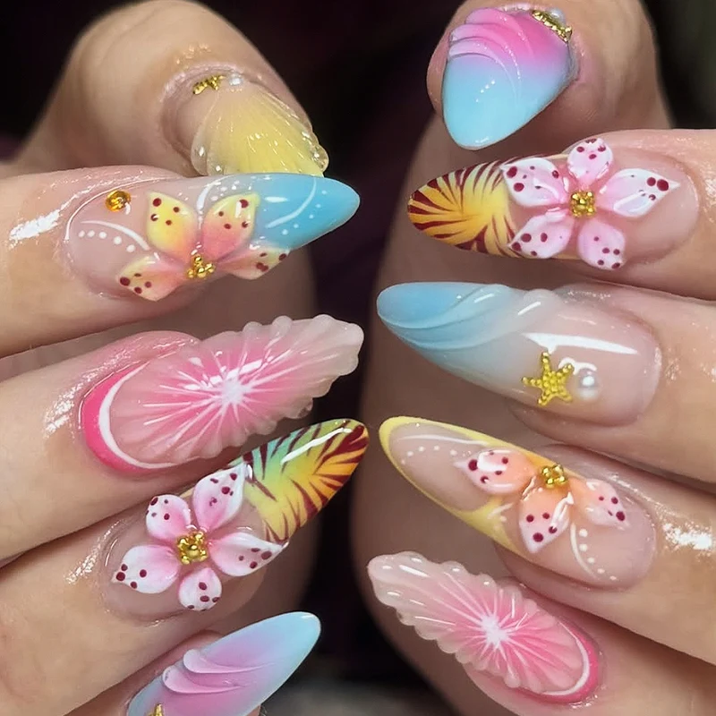 Tropical-Inspired 3D Nail Art Extensions Stornfield