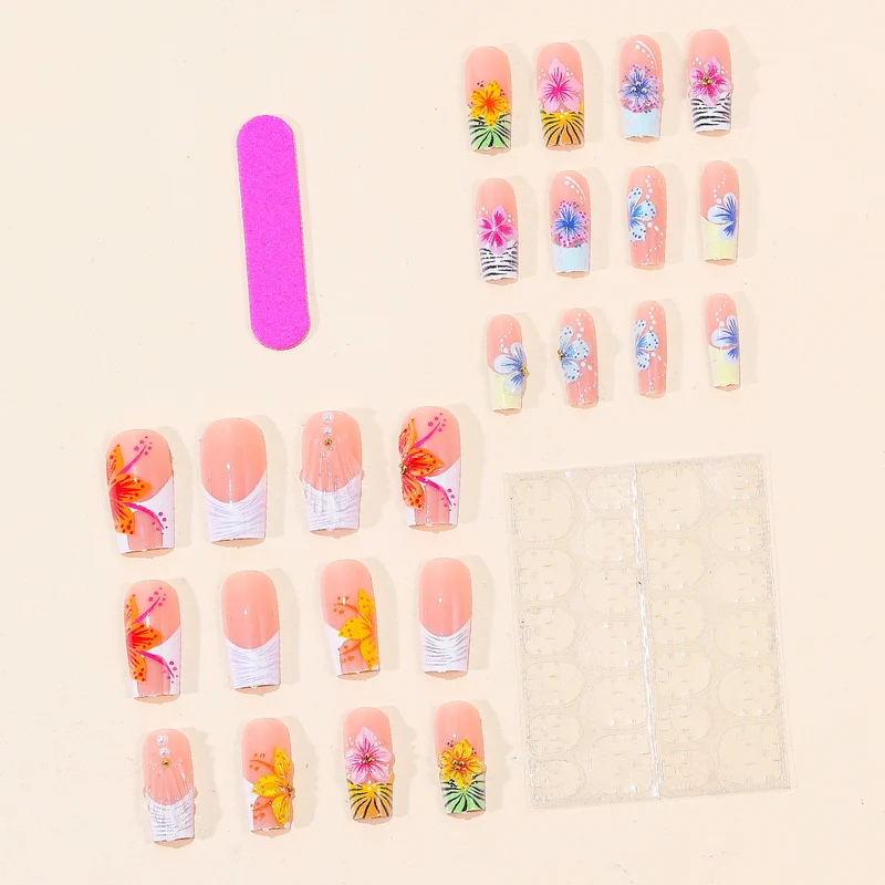 Tropical Floral Acrylic Nail Art Extensions Stornfield