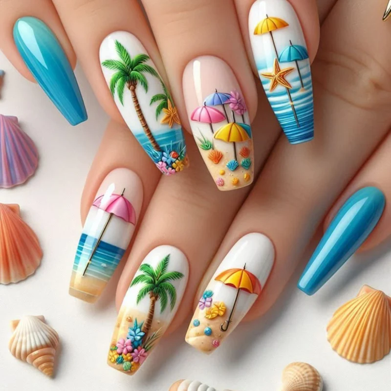 Tropical Beach-Inspired Nail Art Extensions Stornfield